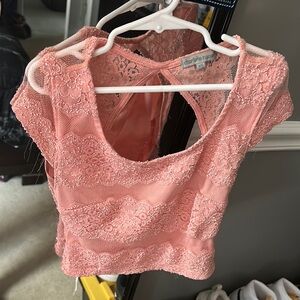 Charlotte Russe Pink Cap Sleeve Crop Blouse